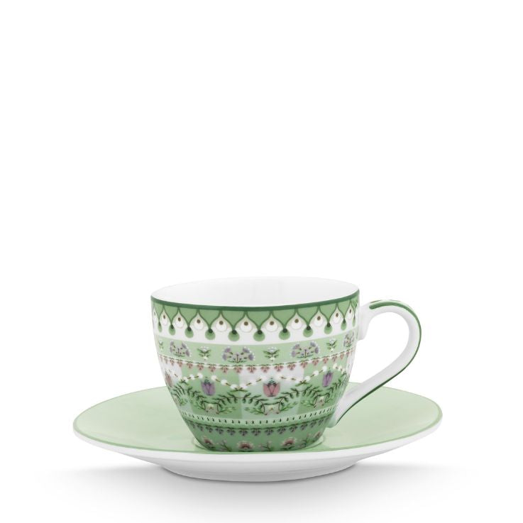 Pip Studio Espresso Tasse & Untertasse Lily & Lotus Moon Delight hellgrün
