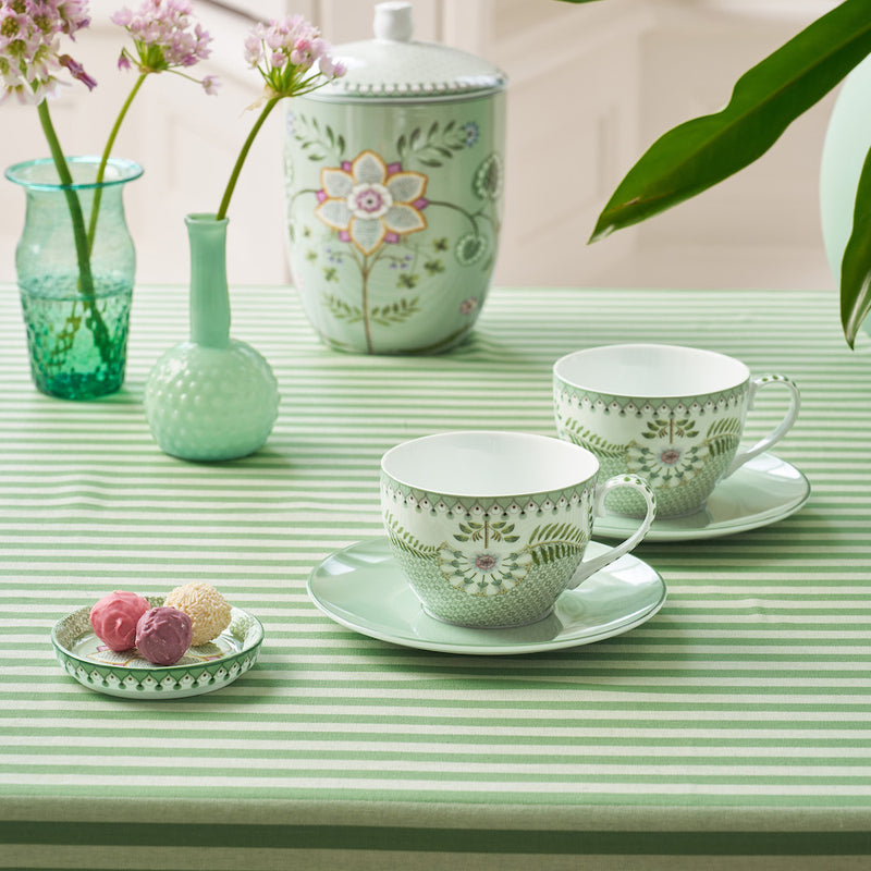 Pip Studio Tasse & Untertasse Lily & Lotus 2er-Set gemustert hellgrün