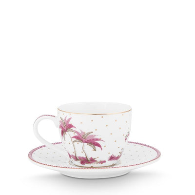 Pip Studio Espresso Tasse & Untertasse Jolie Punkte goldfarben rosa