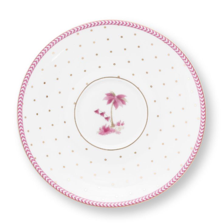 Pip Studio Espresso Tasse & Untertasse Jolie Punkte goldfarben rosa