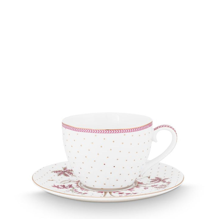 Pip Studio Tasse & Untertasse Jolie Punkte goldfarben rosa