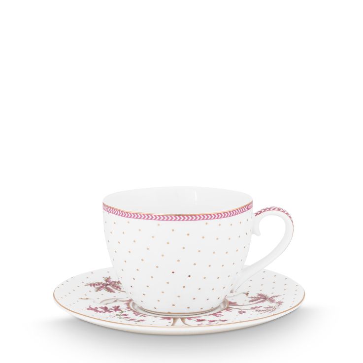 Pip Studio Tasse & Untertasse Jolie Punkte goldfarben rosa