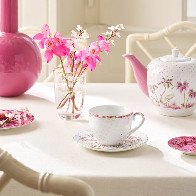 Pip Studio Tasse & Untertasse Jolie Punkte goldfarben rosa