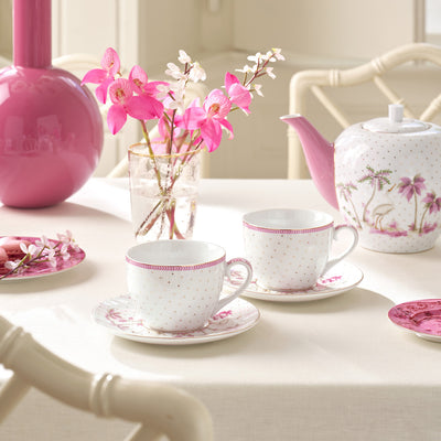 Pip Studio Tasse & Untertasse Jolie Punkte 2er-Set goldfarben rosa