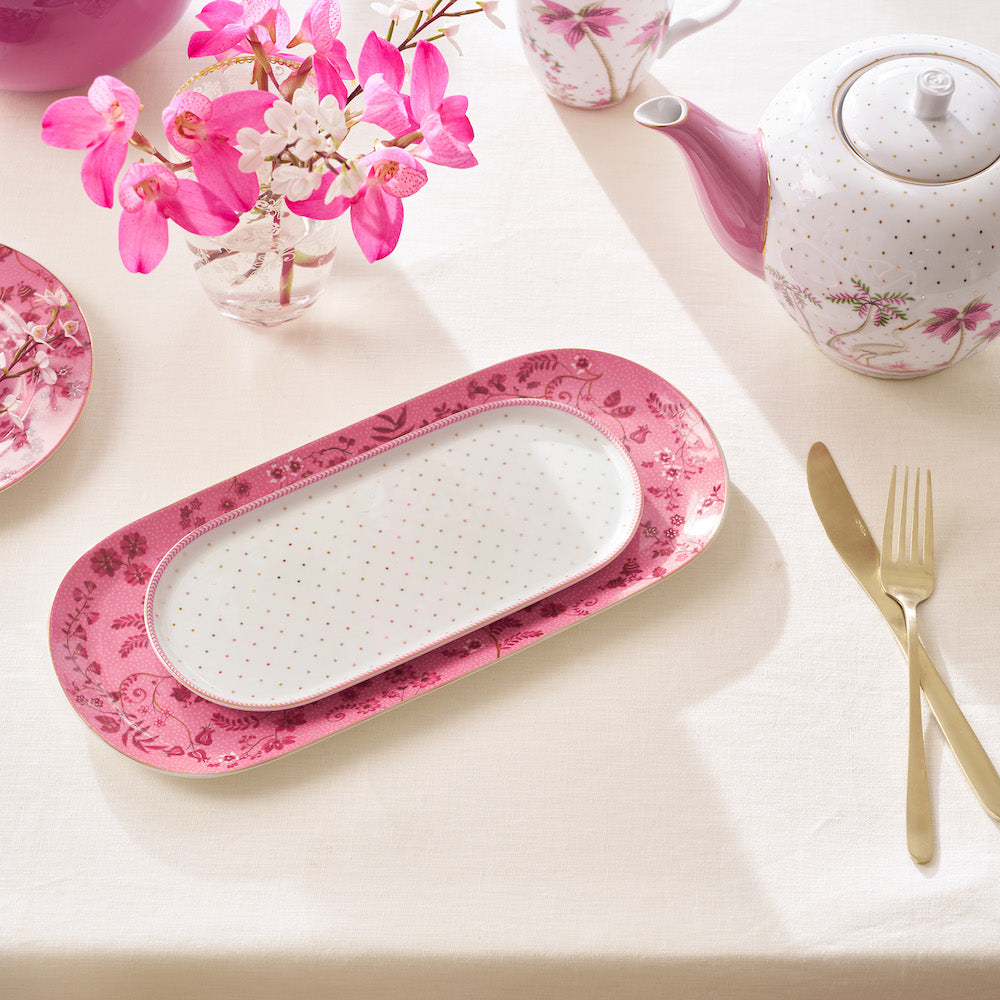 Pip Studio Zucker- und Milchtablett Jolie Punkte goldfarben rosa