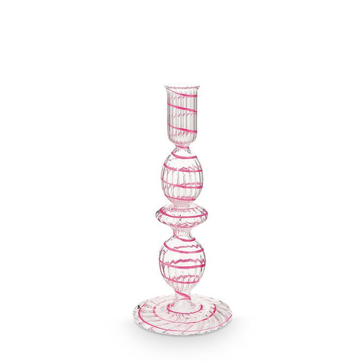 Pip Studio Kerzenhalter Glas gedreht rosa 20 cm