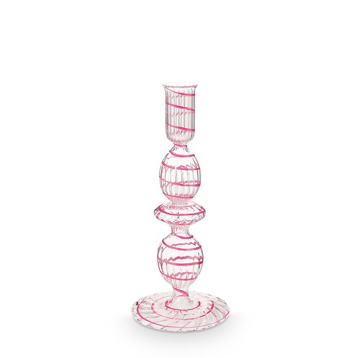Pip Studio Kerzenhalter Glas gedreht rosa 20 cm