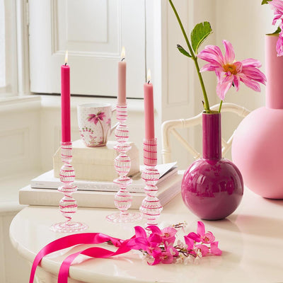 Pip Studio Kerzenhalter Glas gedreht rosa 20 cm