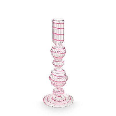 Pip Studio Kerzenhalter Glas gedreht rosa 22 cm