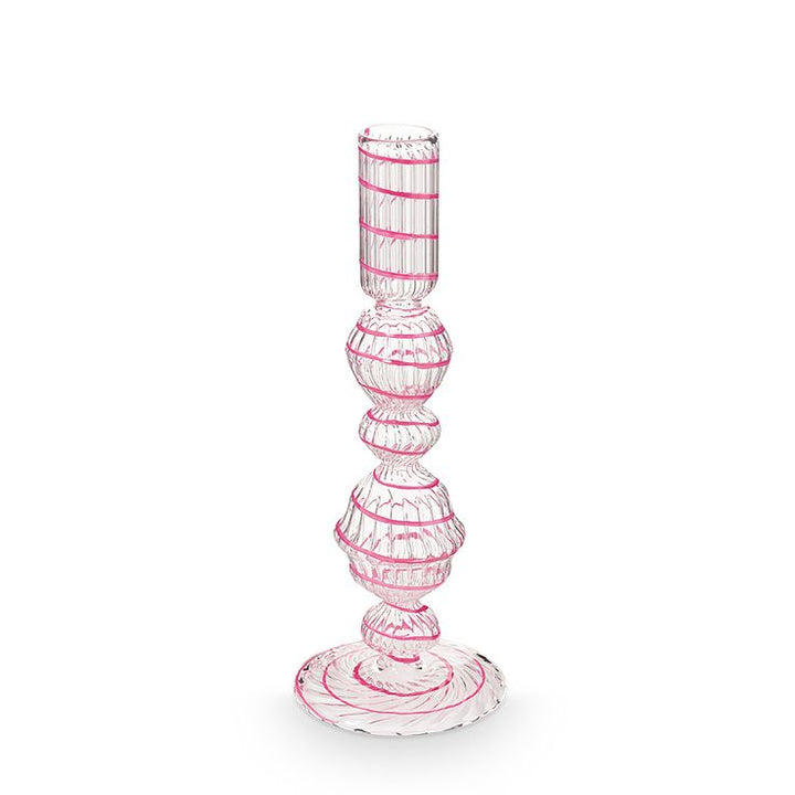 Pip Studio Kerzenhalter Glas gedreht rosa 22 cm