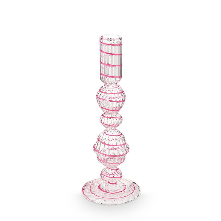 Pip Studio Kerzenhalter Glas gedreht rosa 22 cm