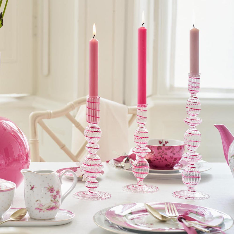 Pip Studio Kerzenhalter Glas gedreht rosa 22 cm