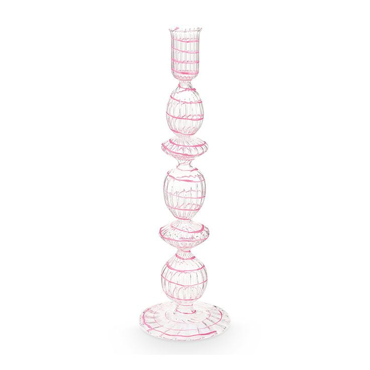 Pip Studio Kerzenhalter Glas gedreht rosa 28 cm