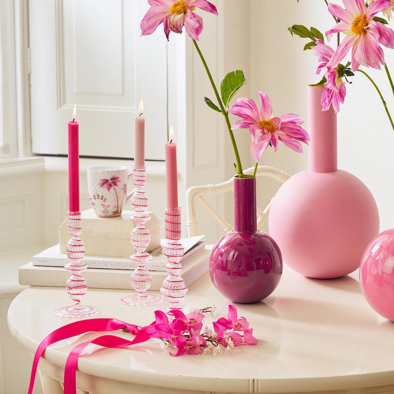 Pip Studio Kerzenhalter Glas gedreht rosa 28 cm