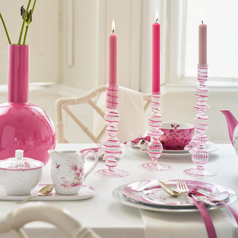 Pip Studio Kerzenhalter Glas gedreht rosa 28 cm