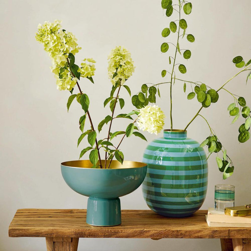 Pip Studio Metallvase grün Streifen 32 cm glänzend