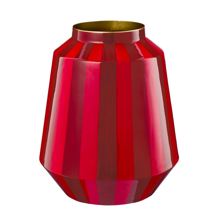 Pip Studio Vase Metall Stripes dunkelrot