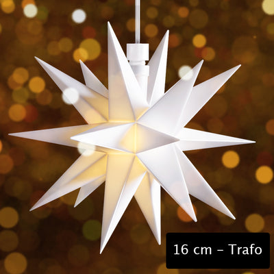 LED Midi-Stern Luna Weiß 16 cm Trafo