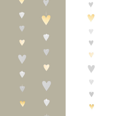 Räder Papierkette Herzen Goldfarben
