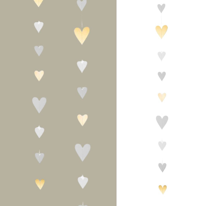 Räder Papierkette Herzen Goldfarben