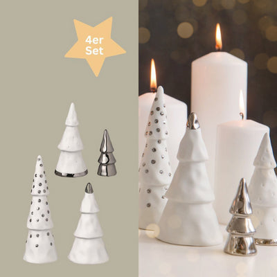Räder Weihnachtswald 4er-Set Silberfarben
