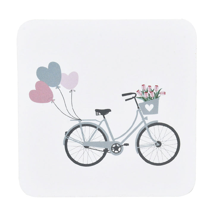 Krasilnikoff Korkuntersetzer Fahrrad mit Luftballons