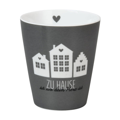 Krasilnikoff Happy Mug Zuhause ist wo dein Herz ist Anthrazit