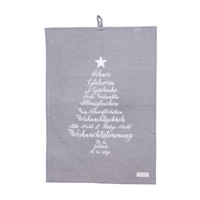 Krasilnikoff Geschirrhandtuch Christmas Words Grau