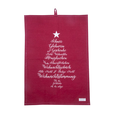 Krasilnikoff Geschirrhandtuch Christmas Words Rot