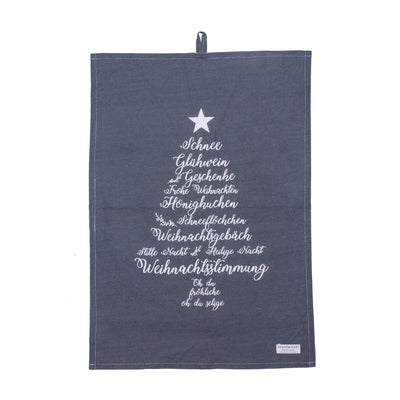 Krasilnikoff Geschirrhandtuch Christmas Words Anthrazit