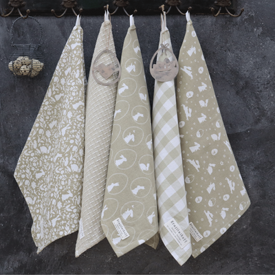 Krasilnikoff Geschirrhandtuch Wildhasen beige