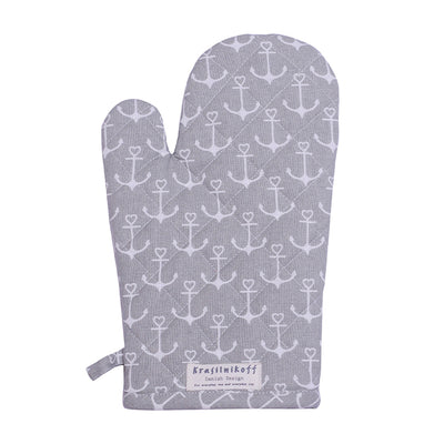 Krasilnikoff Ofenhandschuh Anker Allover Grau