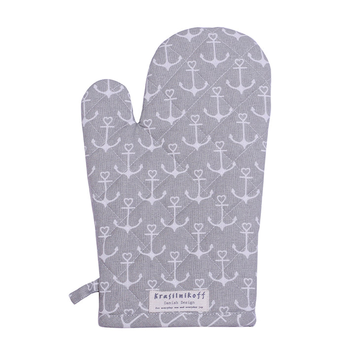 Krasilnikoff Ofenhandschuh Anker Allover Grau