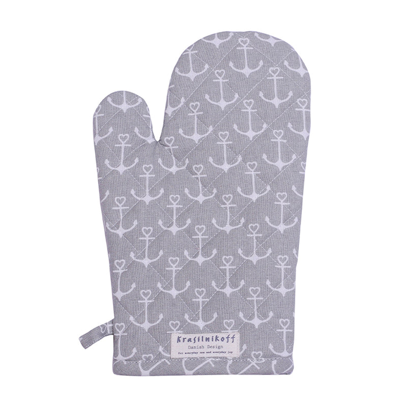 Krasilnikoff Ofenhandschuh Anker Allover Grau