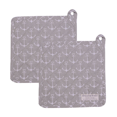 Krasilnikoff Topflappen Anker Allover Grau 2er-Set