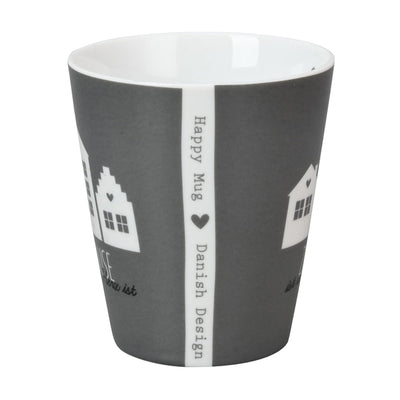 Krasilnikoff Happy Mug Zuhause ist wo dein Herz ist Anthrazit