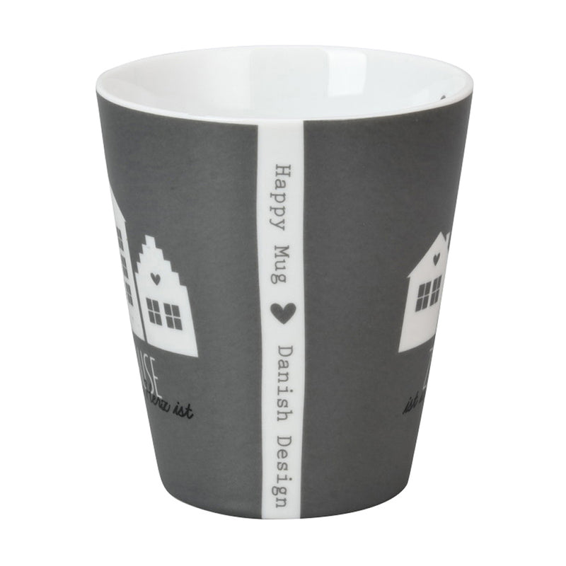 Krasilnikoff Happy Mug Zuhause ist wo dein Herz ist Anthrazit