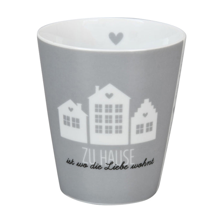 Krasilnikoff Happy Mug Zuhause ist wo die Liebe wohnt Grau