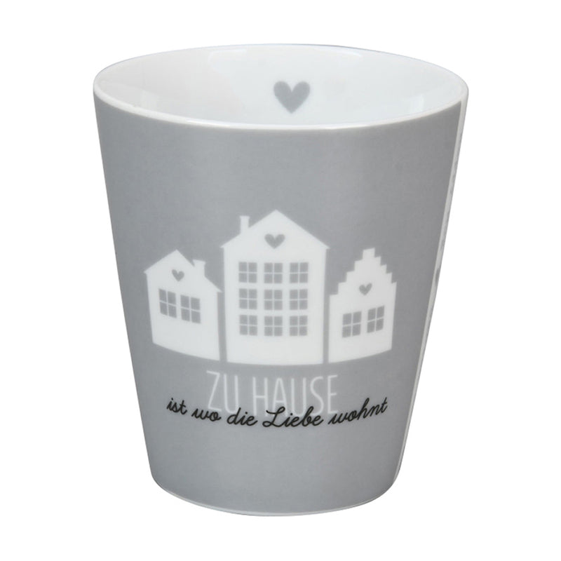 Krasilnikoff Happy Mug Zuhause ist wo die Liebe wohnt Grau