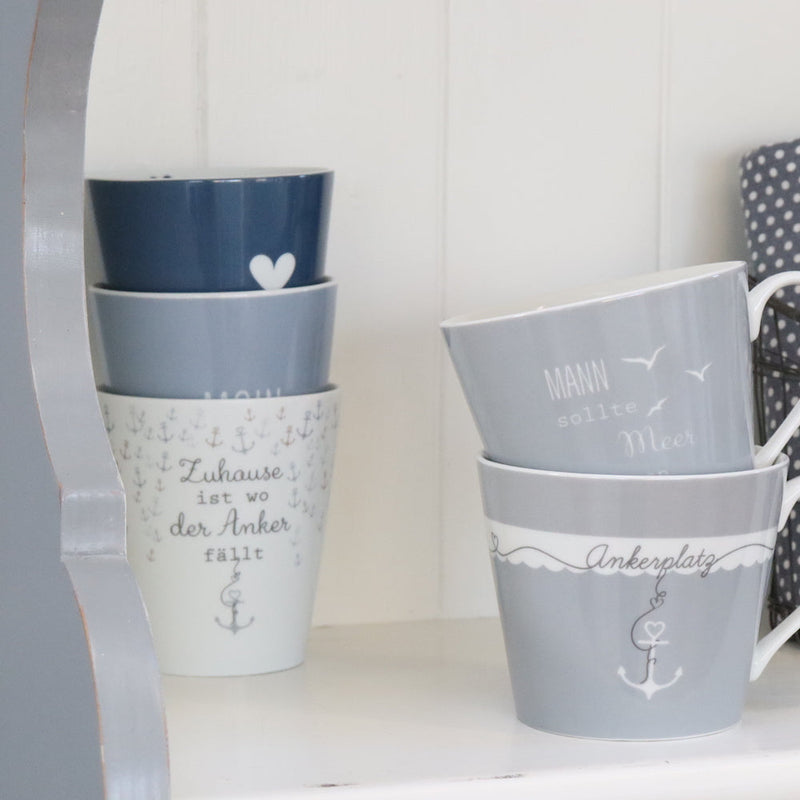 Krasilnikoff Happy Mug Zuhause ist wo der Anker fällt