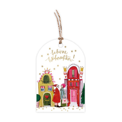 Geschenkanhänger mit Band Häuser