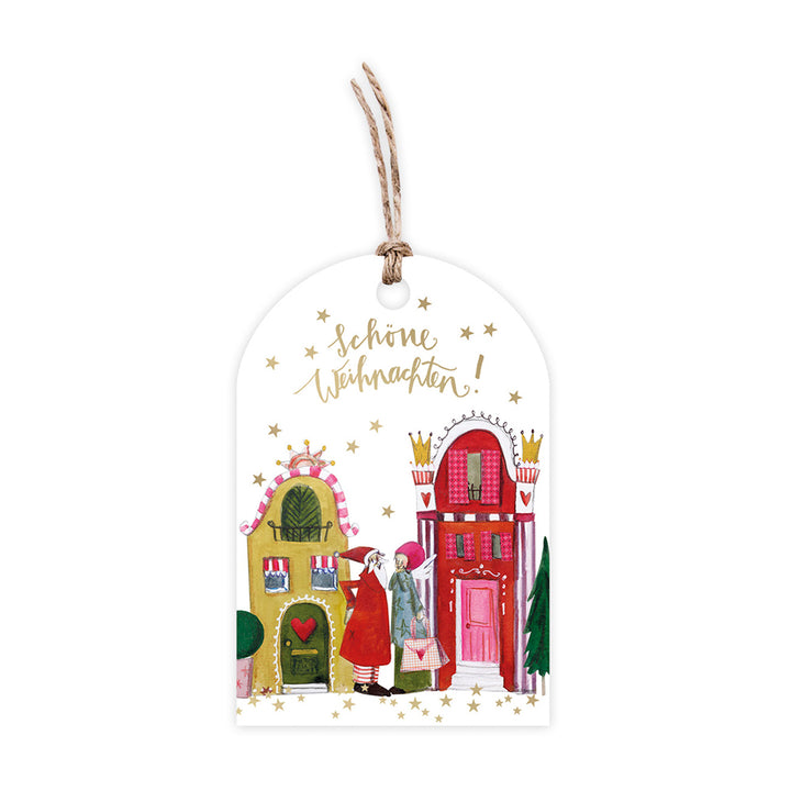 Geschenkanhänger mit Band Häuser