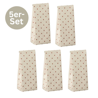 Ib Laursen Buntfalttüte Herzen 5er-Set taupe klein