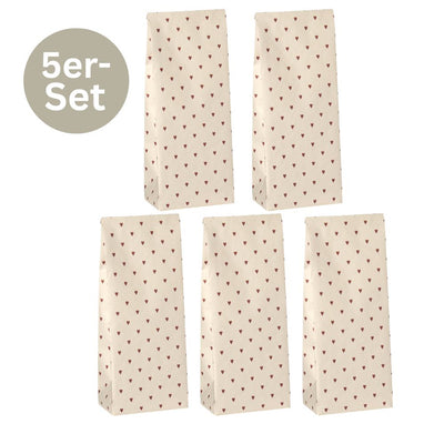 Ib Laursen Flaschentüte Herzen 5er-Set taupe