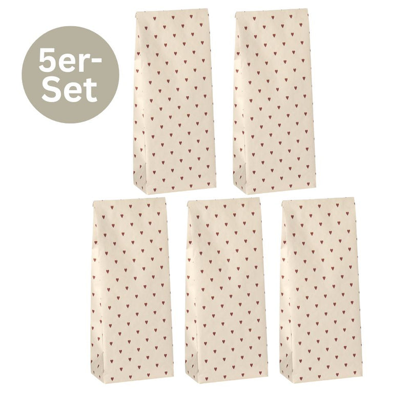 Ib Laursen Flaschentüte Herzen 5er-Set taupe