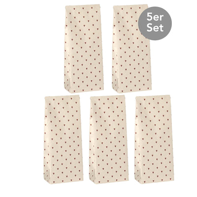 Ib Laursen Flaschentüte Herzen 5er-Set taupe