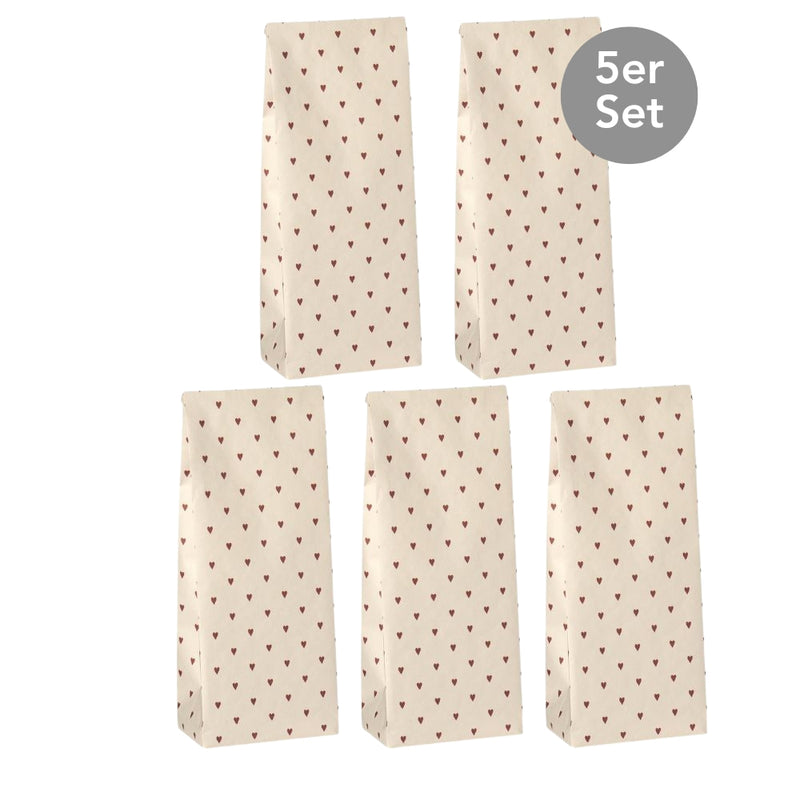 Ib Laursen Flaschentüte Herzen 5er-Set taupe