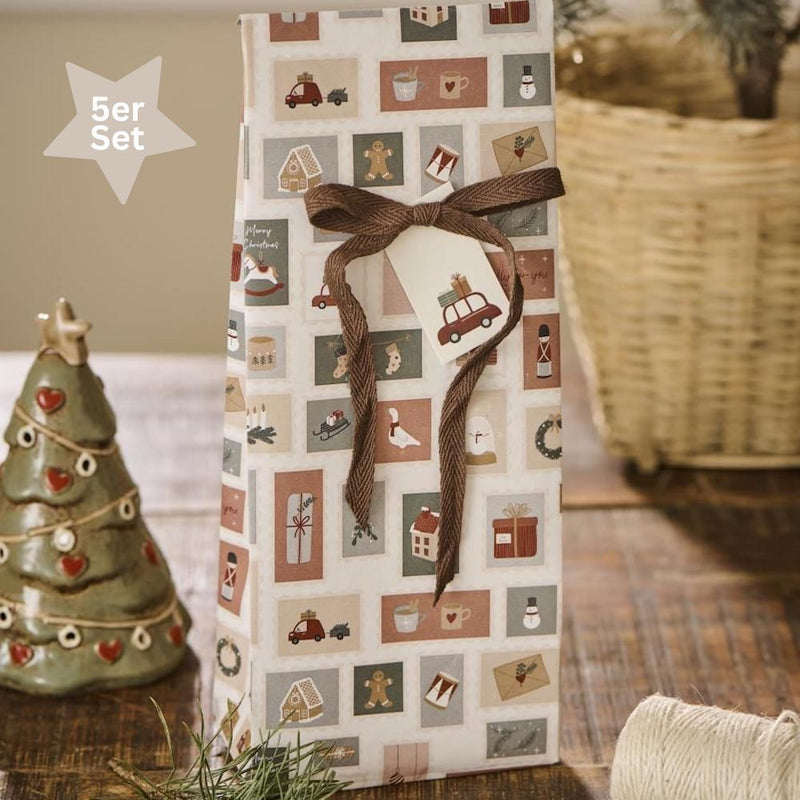 Ib Laursen Buntfalttüten Weihnachtsbriefmarken 5er-Set lang