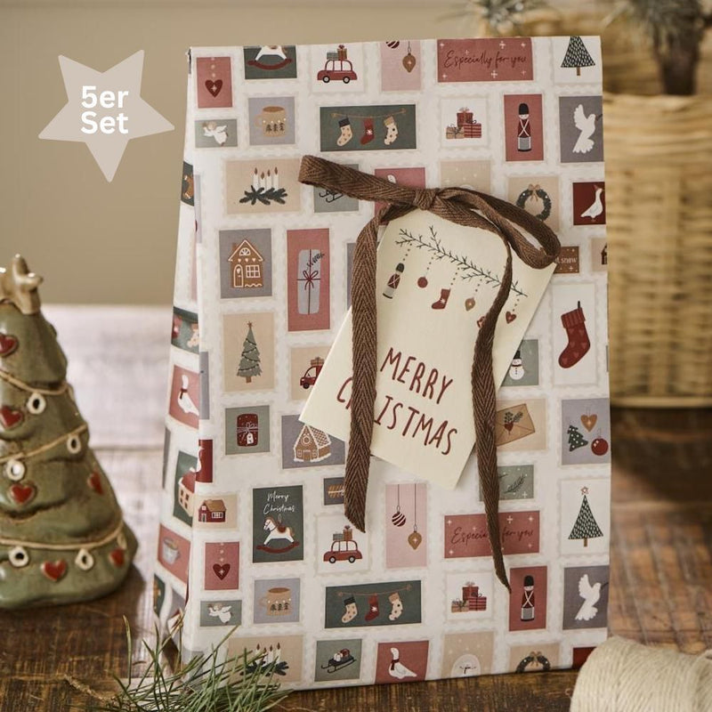 Ib Laursen Buntfalttüten Weihnachtsbriefmarken 5er-Set breit