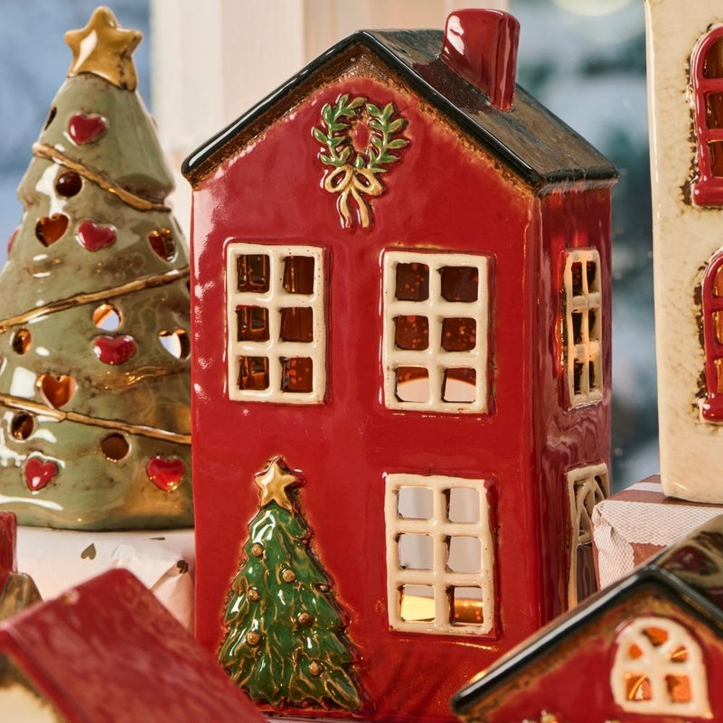 Ib Laursen Teelicht-Haus Stillenat Tannenbaum rot